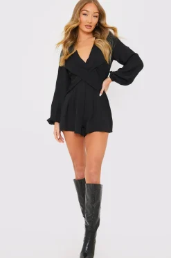 Twist Front Balloon Sleeve Playsuit