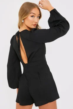 Twist Front Balloon Sleeve Playsuit