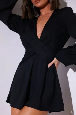 Twist Front Balloon Sleeve Playsuit