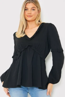 V Neck Frill Detail Blouse