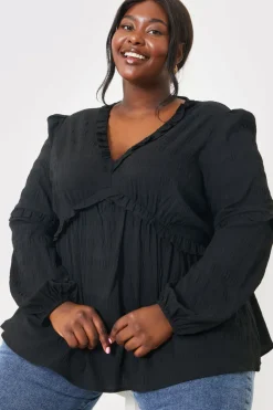 V Neck Frill Detail Blouse