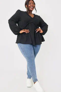 V Neck Frill Detail Blouse