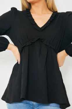 V Neck Frill Detail Blouse