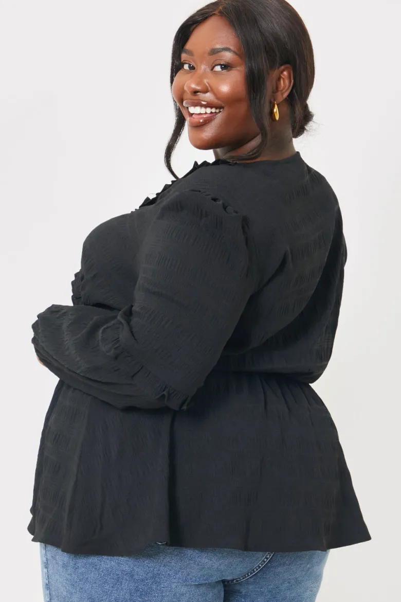 V Neck Frill Detail Blouse
