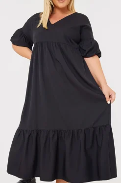 V Neck Smock Maxi Dress