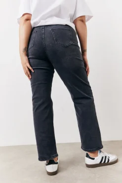 Washed Black Straight Leg Jeans