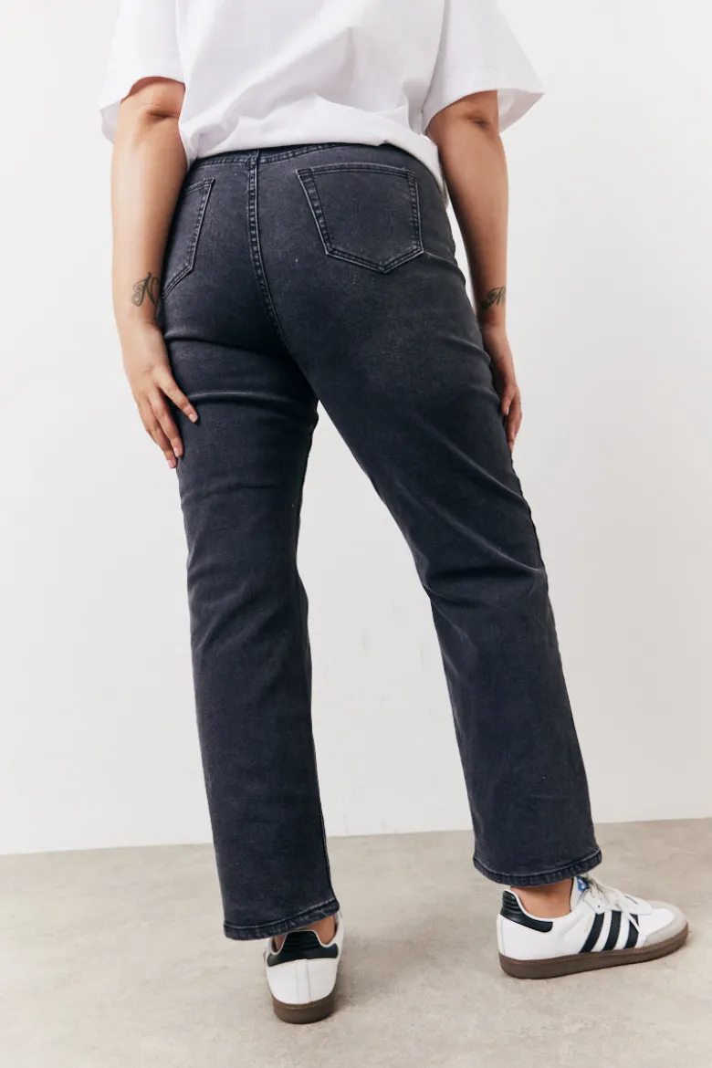 Washed Black Straight Leg Jeans
