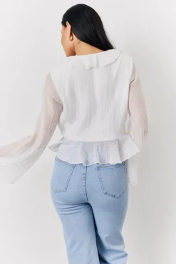 White Chiffon Frill Blouse