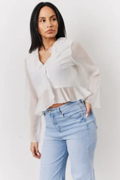 White Chiffon Frill Blouse