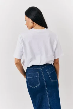 White Embroidered Ciao Slogan T-Shirt