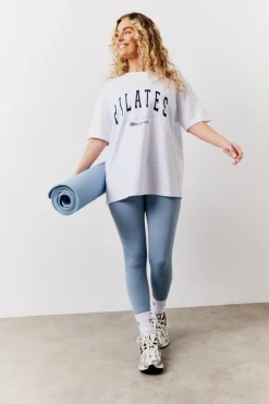 White Fits Pilates Graphic Oversized T-Shirt