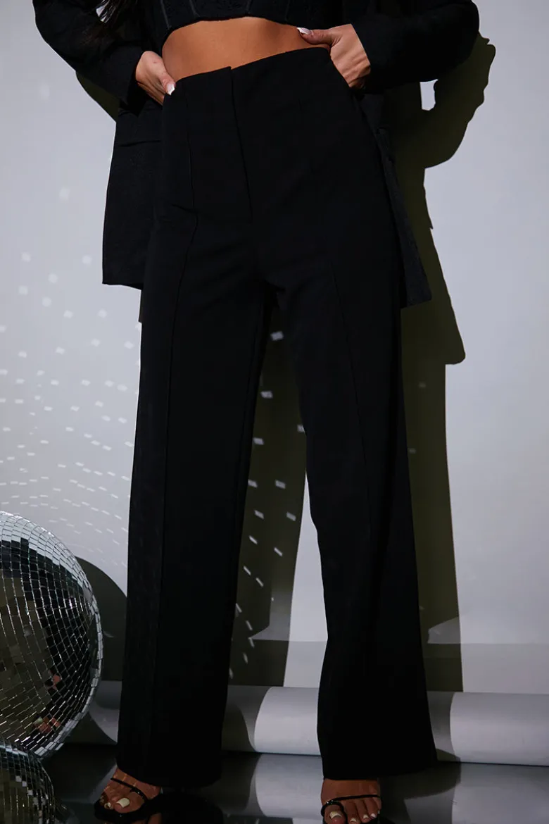 Wide Leg Seam Front Tailored Trouser