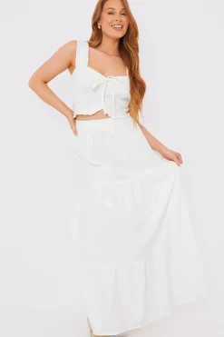 Woven Milkmaid Frill Crop Top