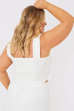 Woven Milkmaid Frill Crop Top