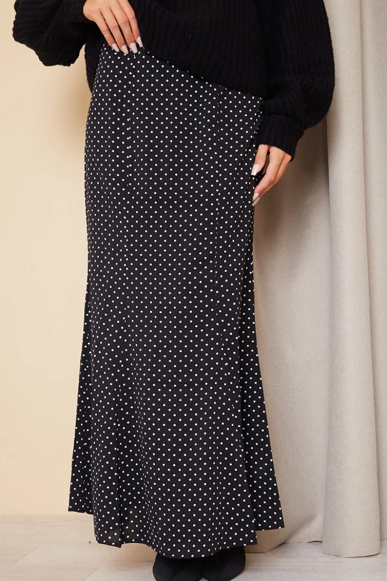 Woven Polka Dot Midaxi Skirt