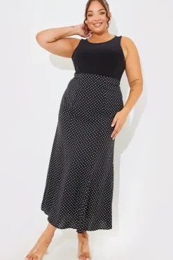 Woven Polka Dot Midaxi Skirt