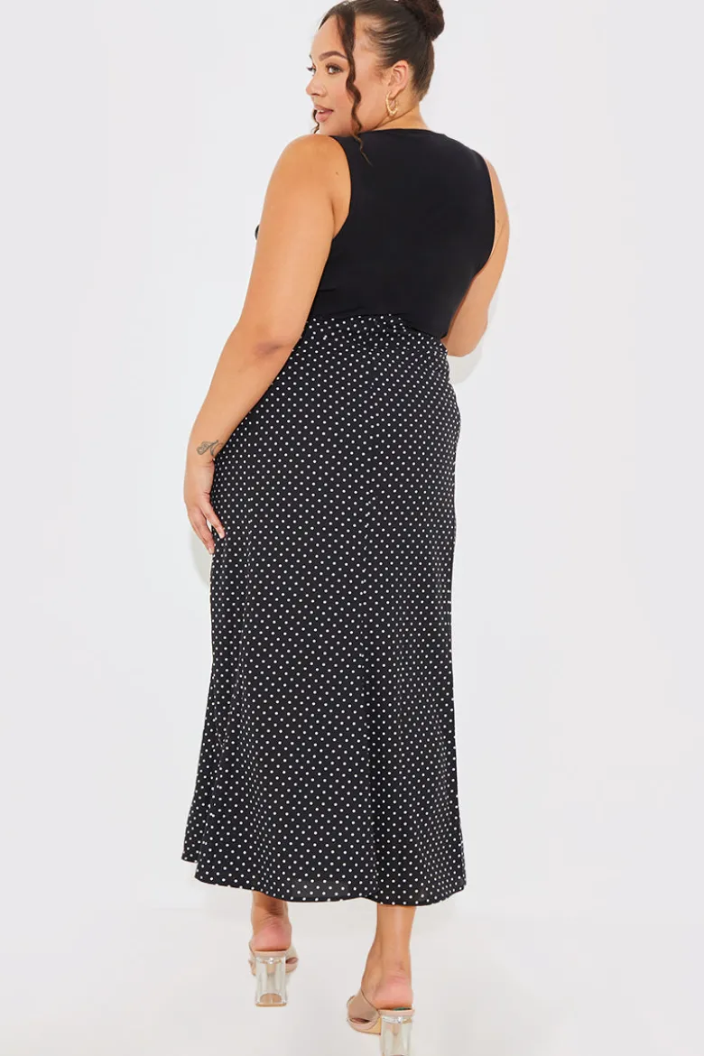 Woven Polka Dot Midaxi Skirt