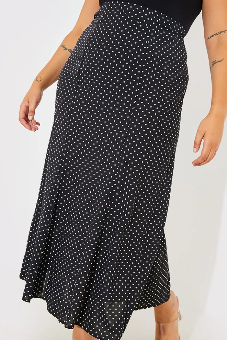 Woven Polka Dot Midaxi Skirt