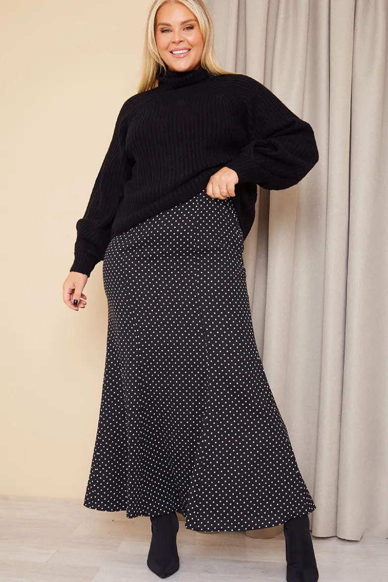 Woven Polka Dot Midaxi Skirt