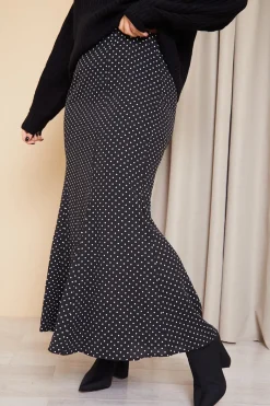 Woven Polka Dot Midaxi Skirt