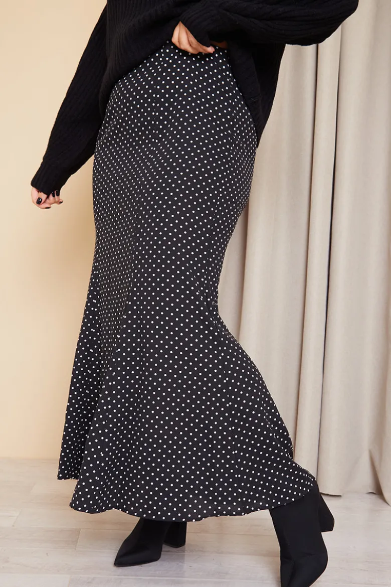 Woven Polka Dot Midaxi Skirt