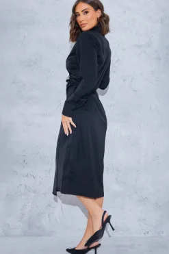 Wrap Collared Midi Dress
