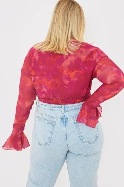 Wrap Front Flared Cuff Bodysuit