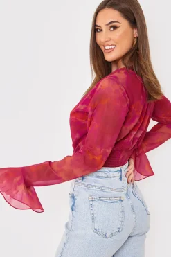 Wrap Front Flared Cuff Bodysuit