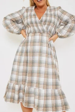 Wrap Front Midi Dress