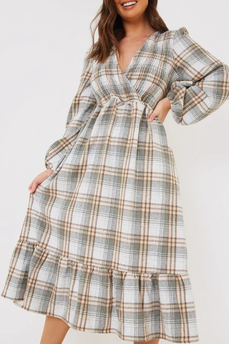 Wrap Front Midi Dress