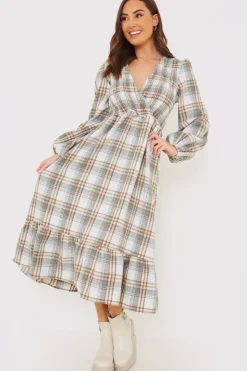 Wrap Front Midi Dress