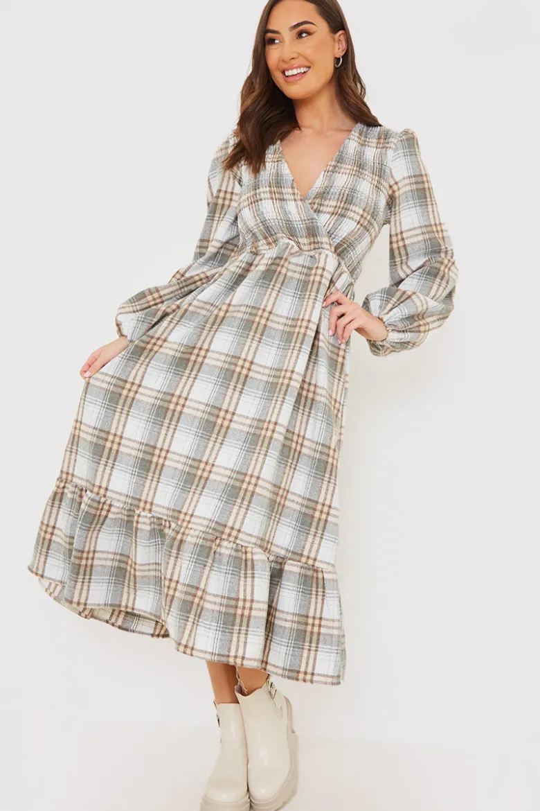 Wrap Front Midi Dress
