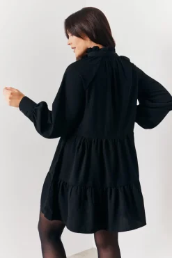 Wrap Front V-Neck Smock Dress