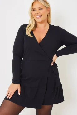 Wrap Neckline Long Sleeve Mini Dress