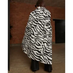 Zebra Longline Coat in Black & White