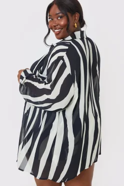 Zebra Print Button up Chiffon Co-Ord Beach Shirt