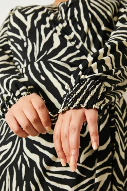Zebra Woven Printed Wrap Midi Dress
