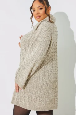 Zip Up Cable Knit Mini Dress